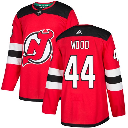 Adidas Men New Jersey Devils 44 Miles Wood Red Home Authentic Stitched NHL Jersey